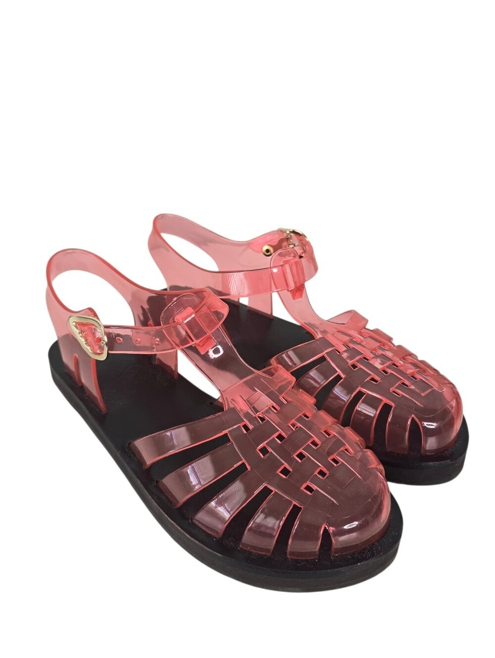 Ancient Greek Sandals Homeria Jelly Flat Fisherman Sandal Clear Red 38 US 8